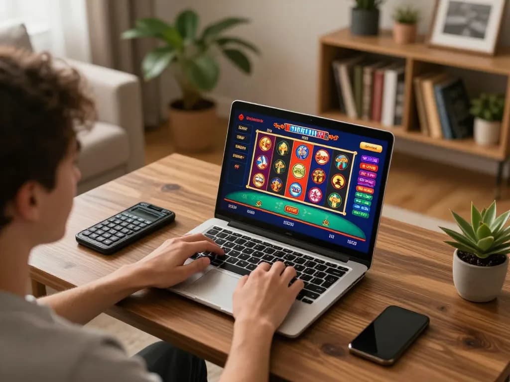 Engaging in online casino games without ADM license, featuring vibrant gameplay and cozy atmosphere.