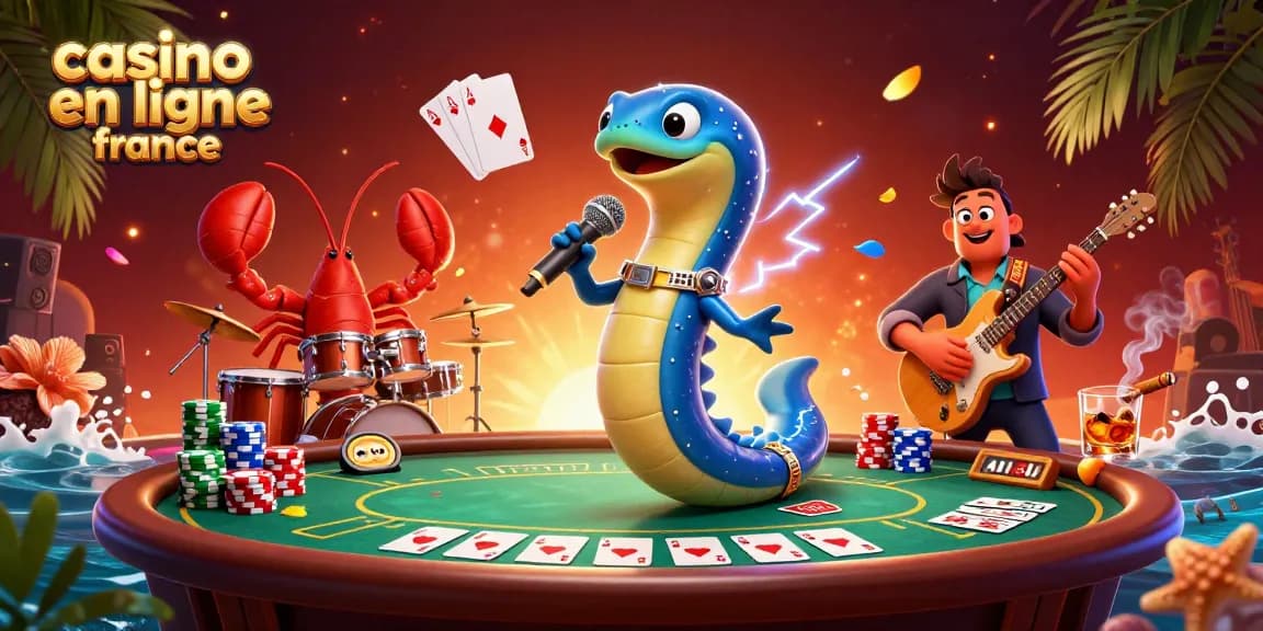 Un concert sous-marin au casino en ligne France avec une anguille DJ et ses musiciens.
