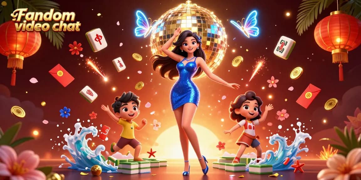 Engage in random video chat with a stylish woman amidst vibrant casino elements.