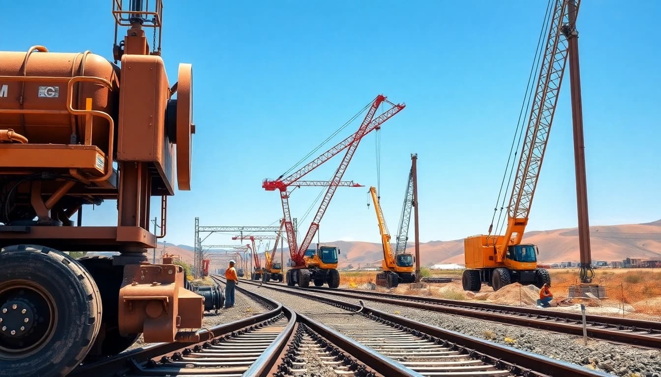 Building tracks with the help of skilled Railroad Contractors Near Me at a construction site.