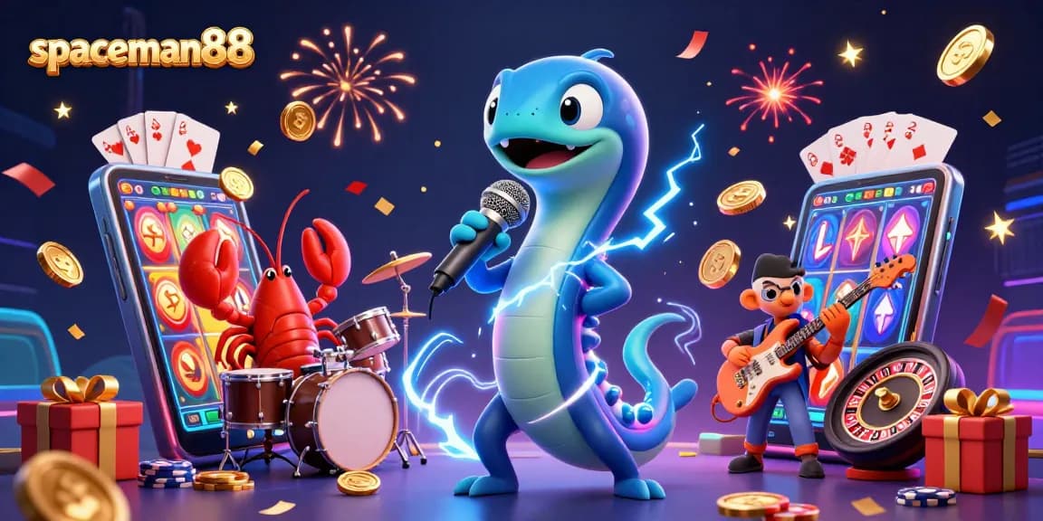 Experience the thrill of the spaceman88 slot game with an electric DJ eel in an underwater casino.