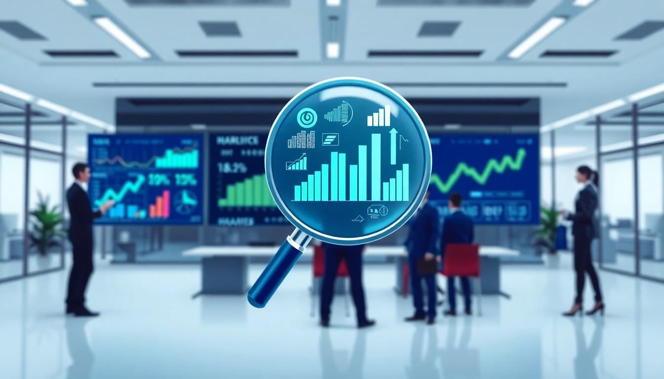 Analyze B2B competitive intelligence strategies with a visual focus on market trends.