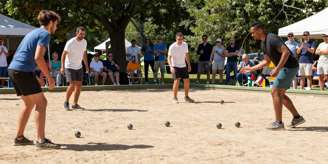 Petanque match di fopikotapalopo.org dengan pemain bersaing dan suasana meriah.