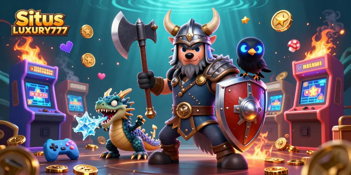 Situs LUXURY777: permainan slot gacor dengan karakter Viking, naga, dan gagak, di dunia kasino yang memukau