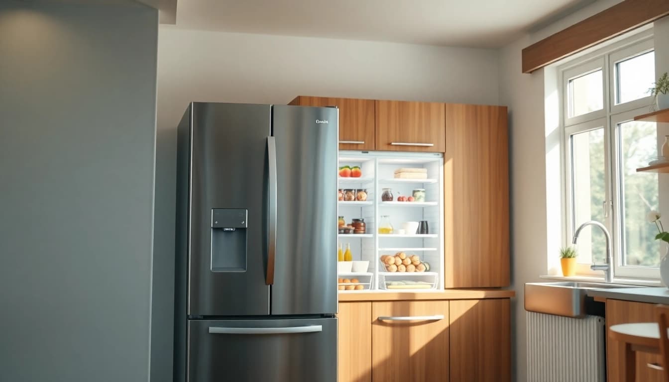 Freezer showcased in a modern kitchen with an inviting atmosphere and organized food items.