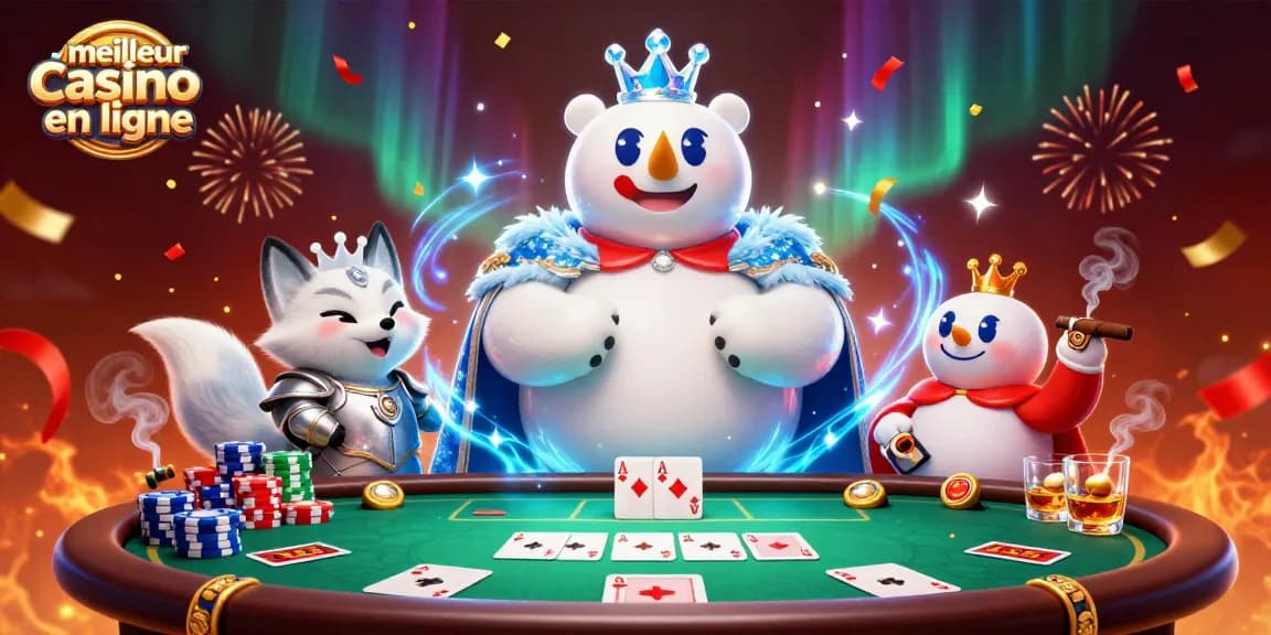 Découvrez les éléments du meilleur casino en ligne avec un ours polaire et un renard en armure.