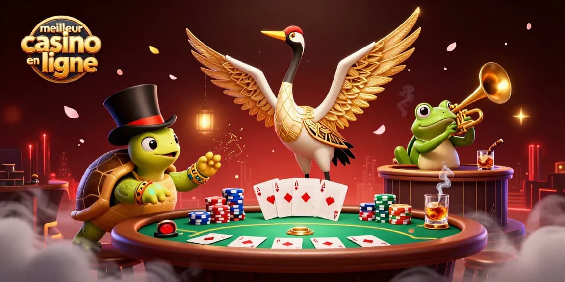 Jouez au meilleur casino en ligne avec cette illustration dynamique d'une animation 3D captivante.