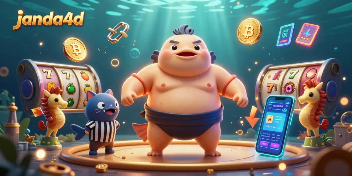 Menangkan jackpot di janda4d dengan suasana kasino yang penuh warna dan karakter ceria.