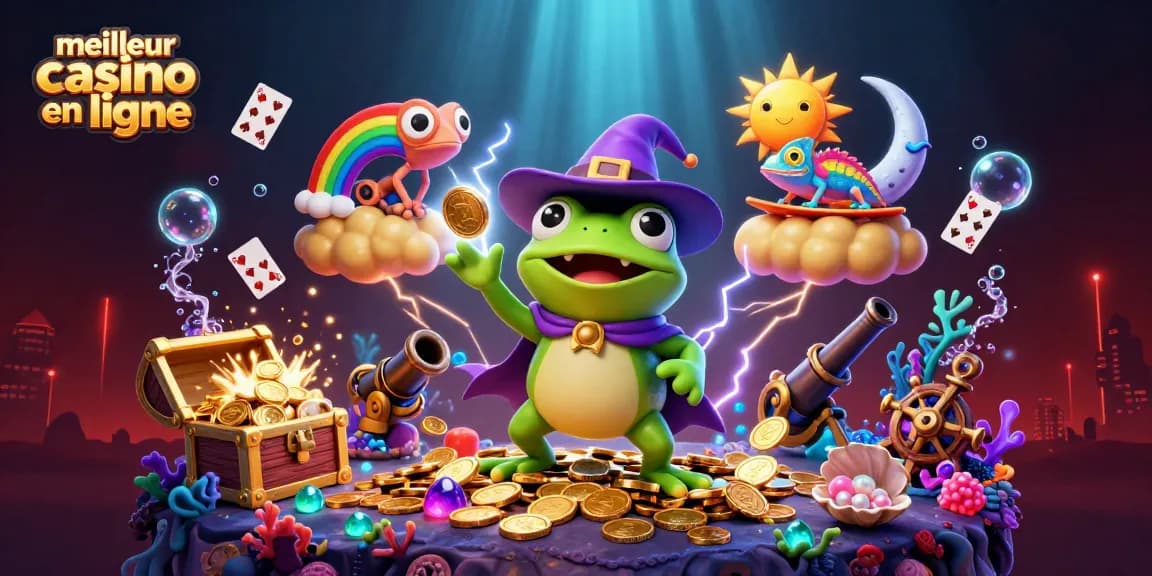 Découvrez le meilleur casino en ligne à travers une illustration fascinante d'un monde de jeux et de richesses.