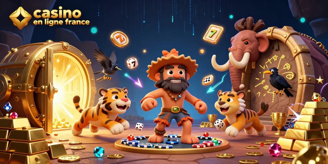 Jouez au casino en ligne France avec un dynamisme captivant dans une illustration 3D animée.