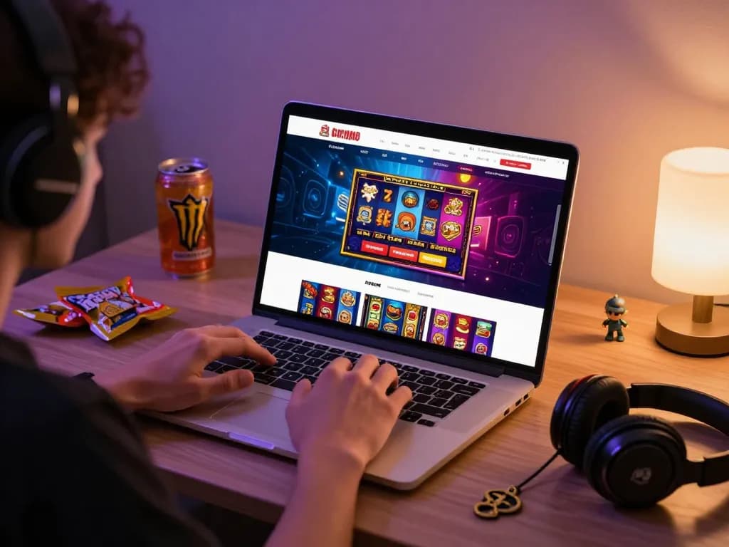 Engaging online gaming setup showcasing situs gacor slot games and player excitement.