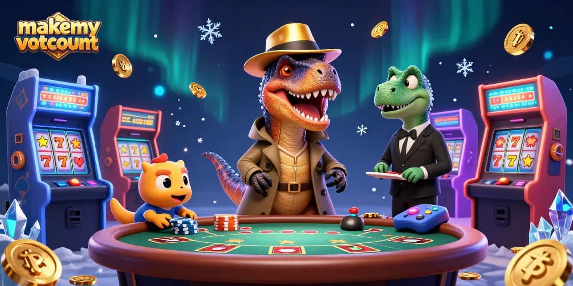 Engaging gameplay at non UK casinos showcased in a vibrant scene featuring makemyvotecount characters.