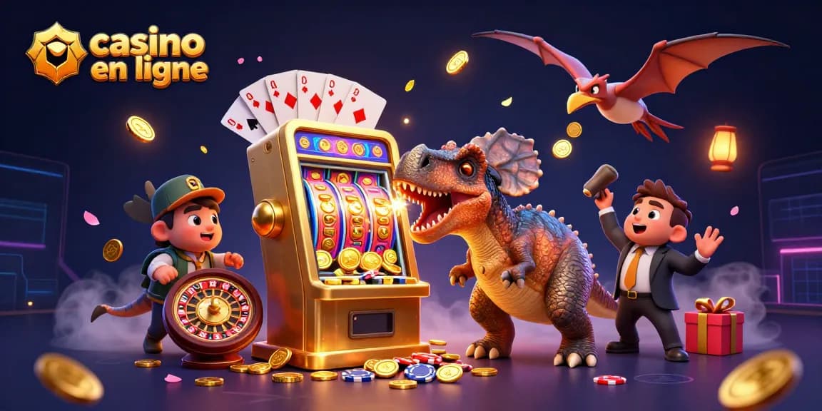 Gagnez des jackpots dans un casino en ligne avec un pachycephalosaurus et des pièces dorées s'envolant