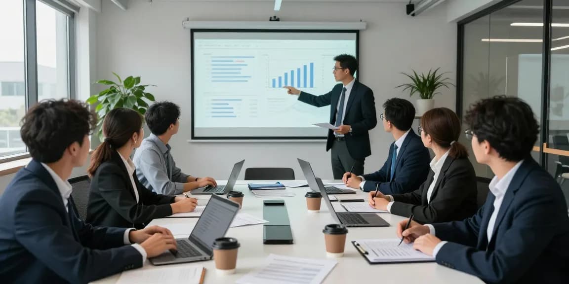 Kolaborasi profesional audit forensik di aafikotabandungb.org, tim auditor memeriksa dokumen keuangan di ruang modern.