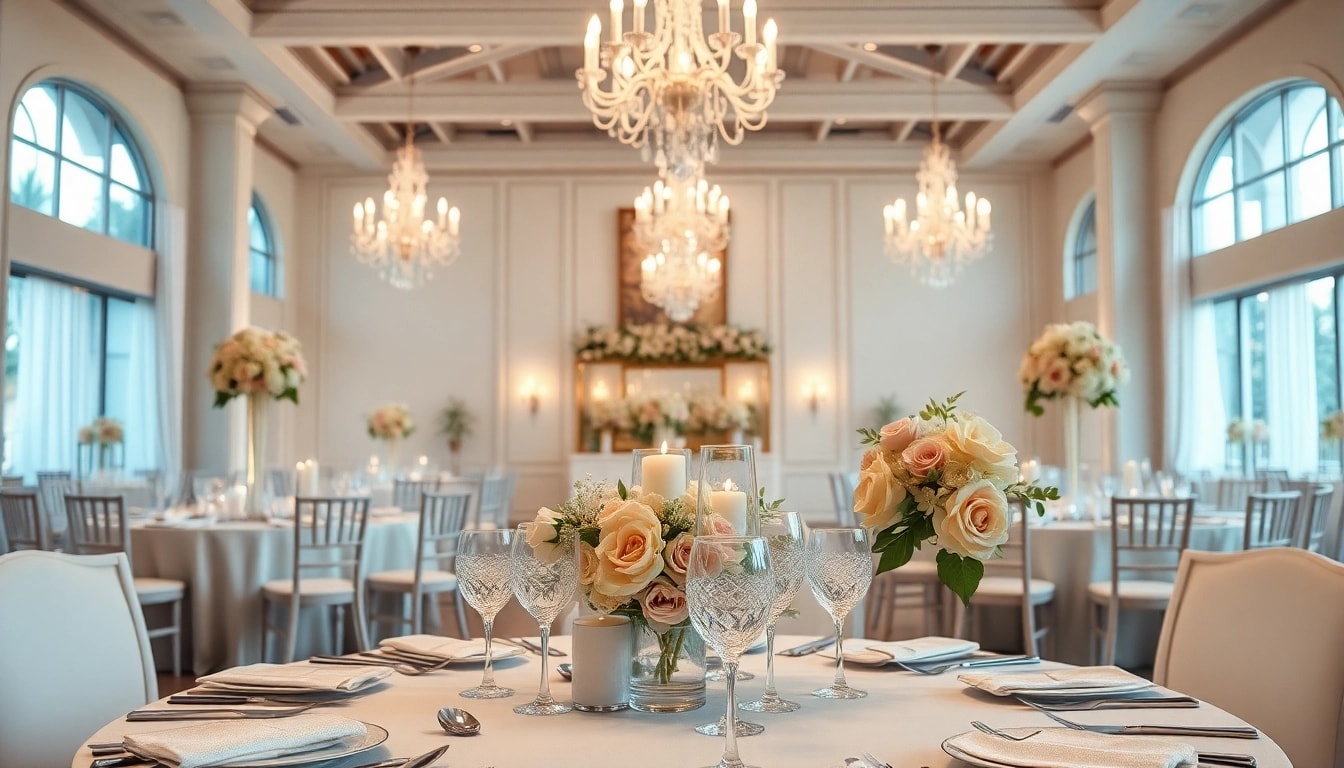 Wedding Event Space Jacksonville, featuring an elegant reception table and stunning lighting.