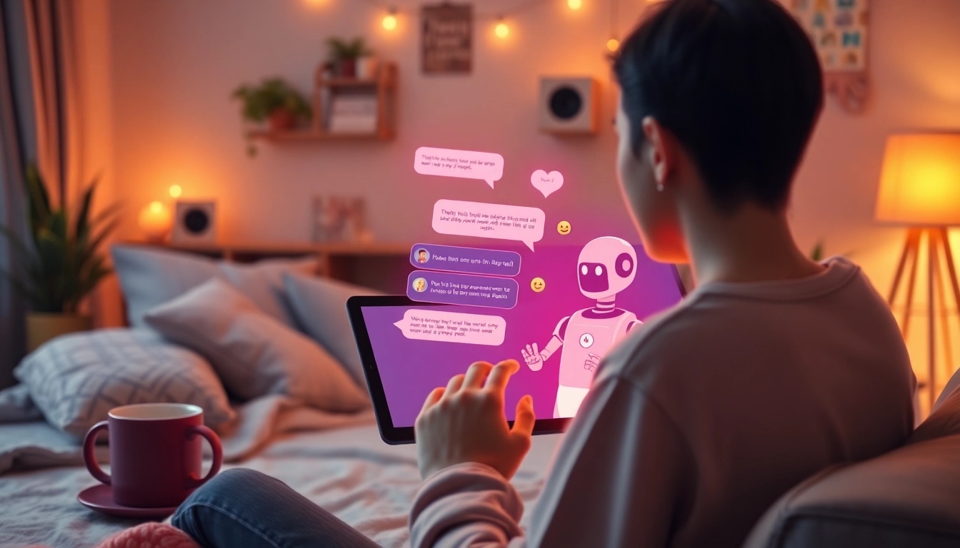 An engaging scene of an NSFW AI chatbot interaction, highlighting user experience and digital communication.