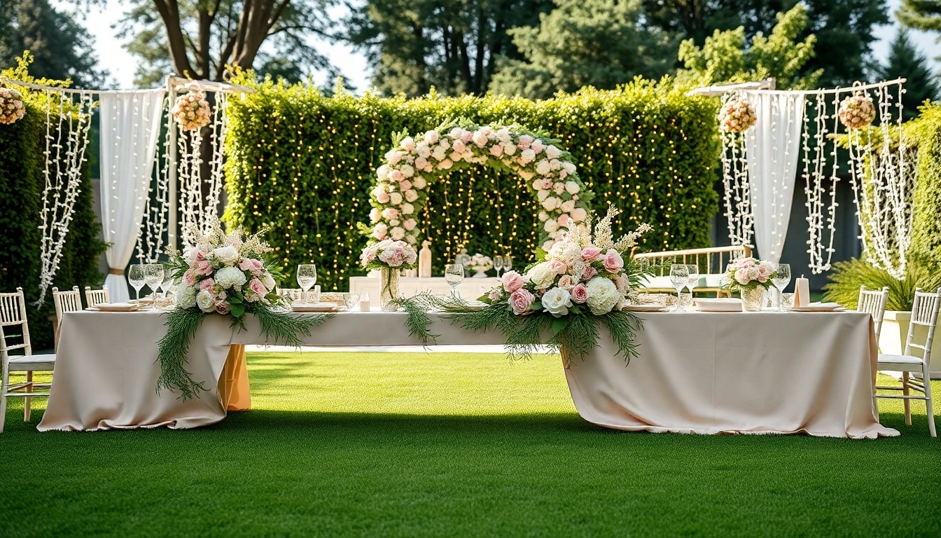 Discover beautiful Wedding & Event Rentals in a stunning outdoor setting featuring elegant table arrangements.