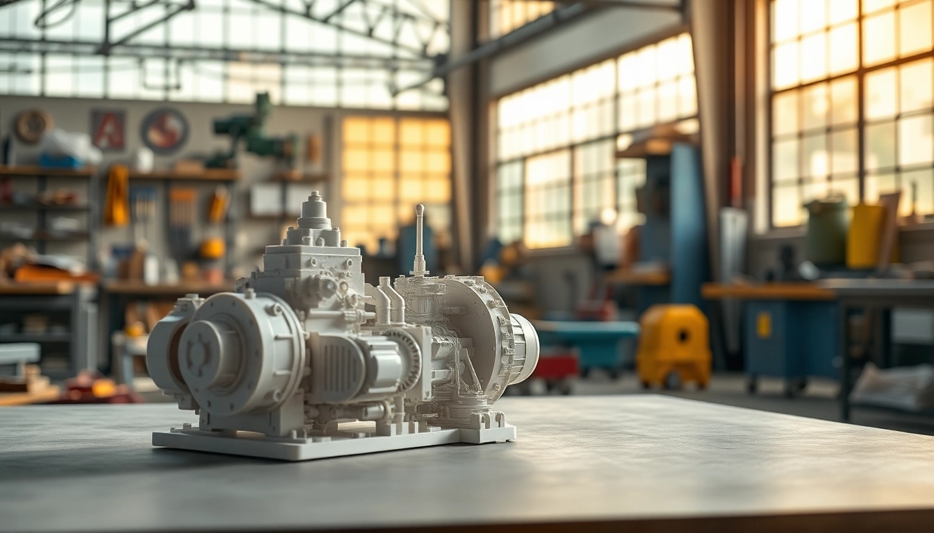 Industriemodellbau in einem modernen Werkstattsetting hervorheben, das präzise Details zeigt.