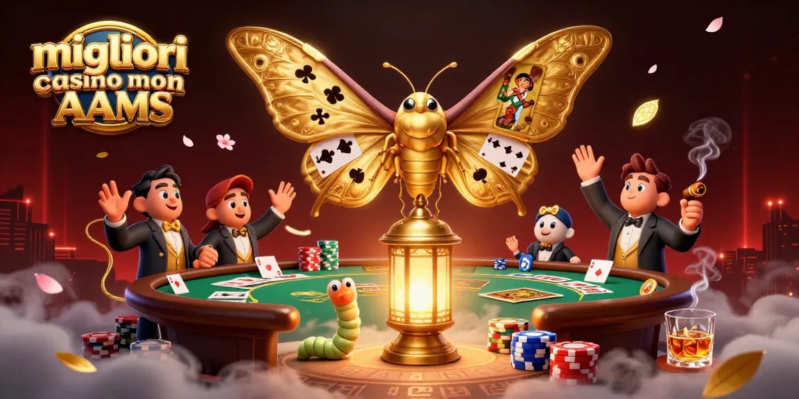 giocando ai migliori casino non AAMS con farfalla e scene di casinò in un'illustrazione 3D