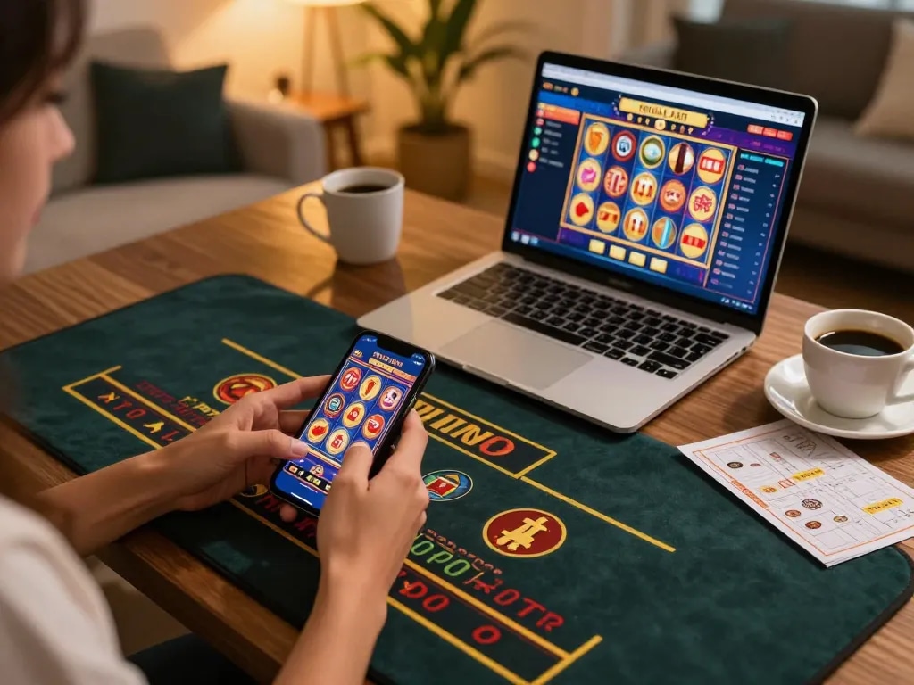 Engaging session at a slot thailand online casino, showcasing smartphone gameplay and strategic notes.