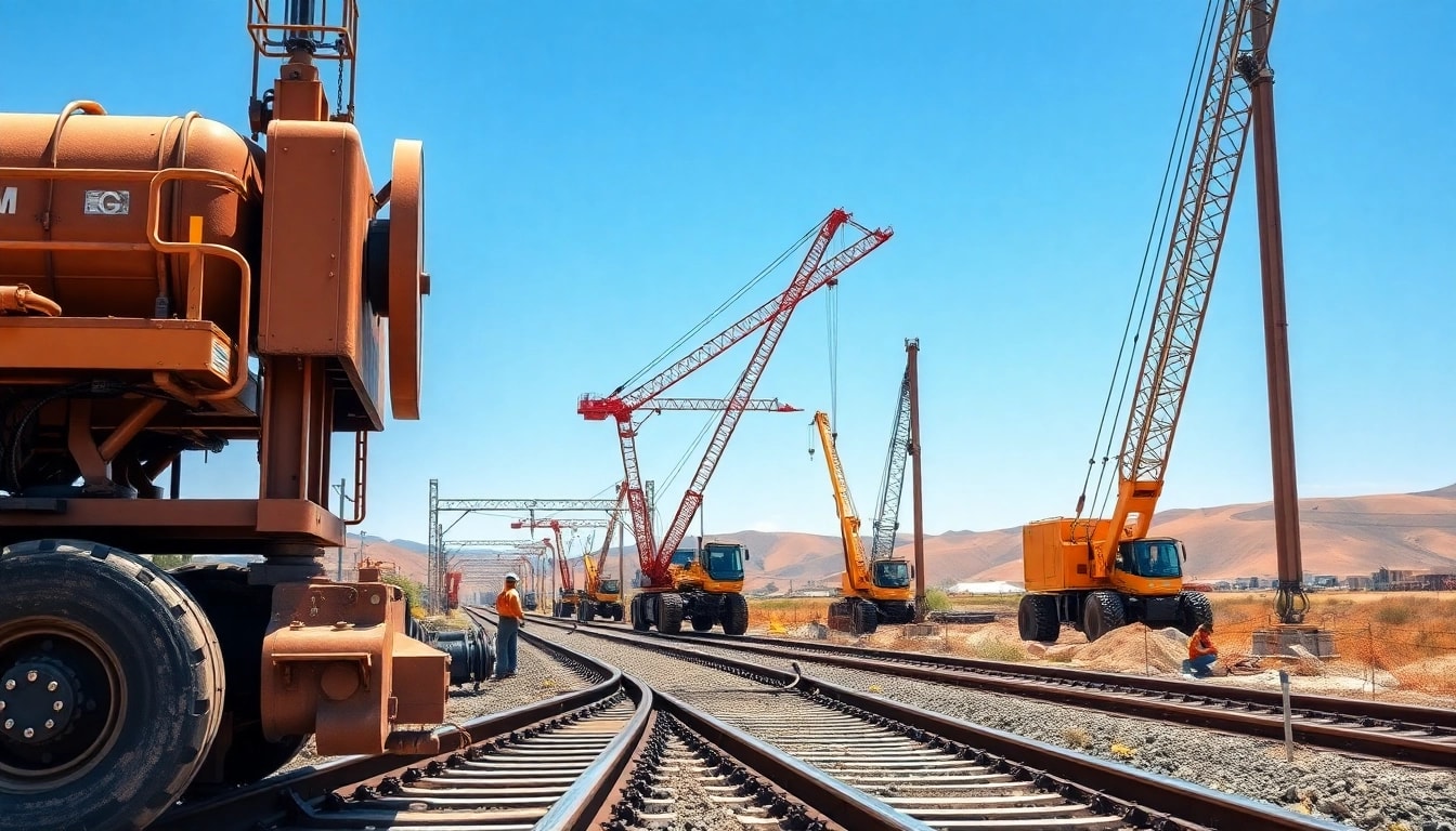 Building tracks with the help of skilled Railroad Contractors Near Me at a construction site.