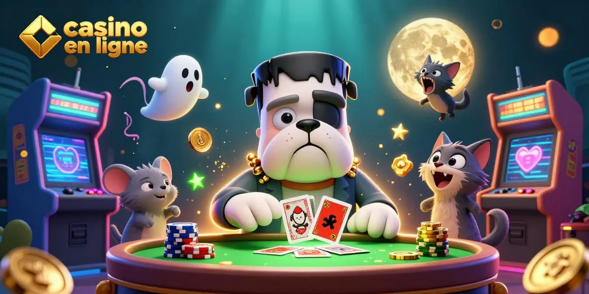 Jouez à casino en ligne avec des personnages animés et des éléments de jeu colorés et dynamiques.