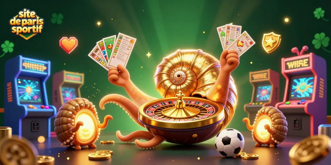 Illustration animée de nautilus géant et éléments de paris sportifs sur un site de paris sportif