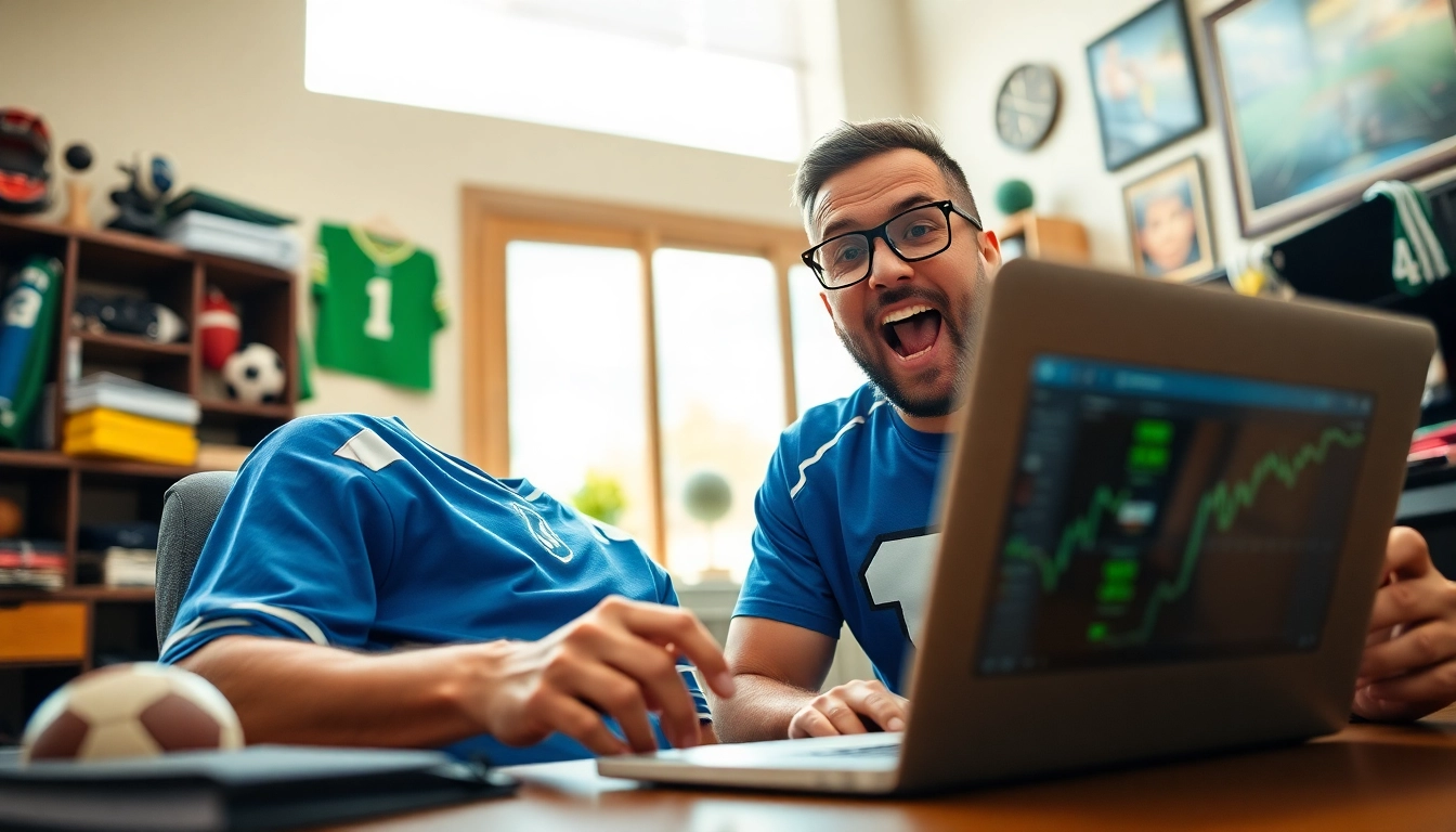 Engaged sports bettor exploring online sportsbooks Oklahoma in a cozy and vibrant home setting.