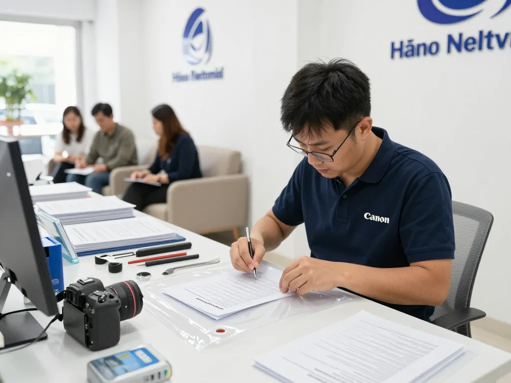 bóc giấy ép uy tín Hà Nội - kỹ thuật viên dịch vụ chuyên nghiệp đang bóc tài liệu quan trọng trong không gian làm việc sáng sủa