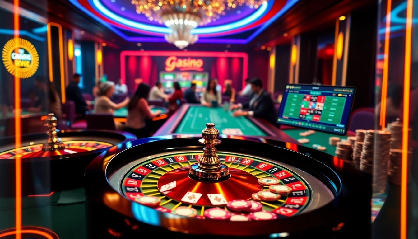 Experience high-stakes excitement at ga6789 with a vibrant online casino scene featuring poker chips and roulette wheels.