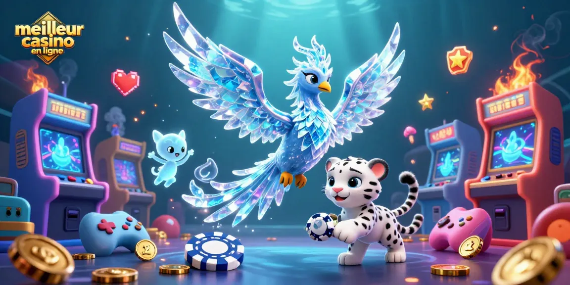 Jouez au meilleur casino en ligne avec un phoenix de glace et un léopard des neiges dans un univers captivant.