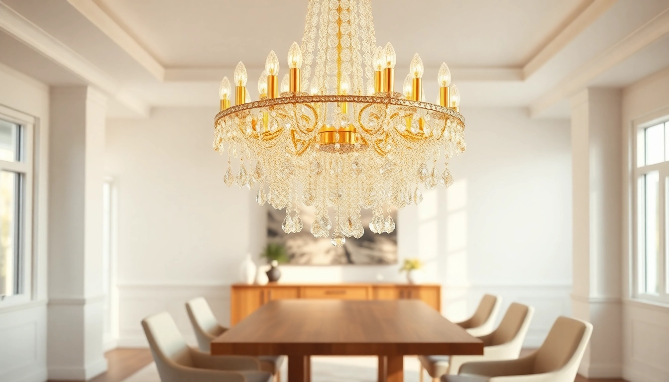 Illuminating island chandelier enhancing a modern dining room's decor with elegance.