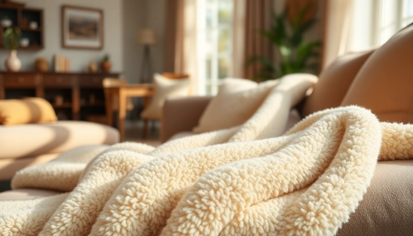 Fleece stof op een stijlvolle bank in een gezellige woonkamer, die comfort en kwaliteit uitstraalt.