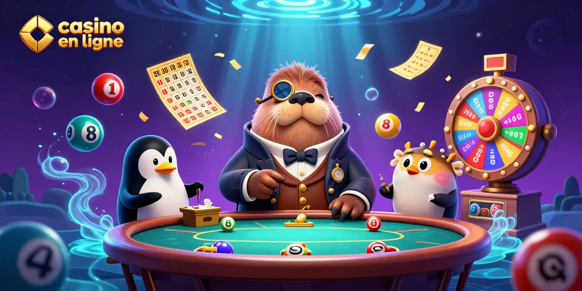 Jouez au casino en ligne avec des personnages amusants sur une table de poker sous-marine.