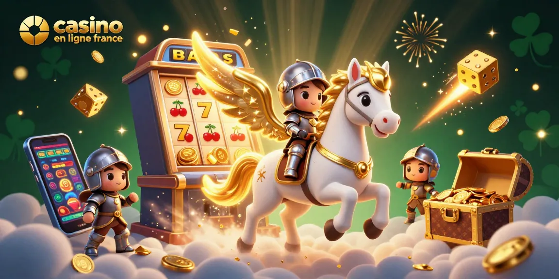 Gagnez avec "casino en ligne france" dans une scène de jeu 3D colorée et dynamique.