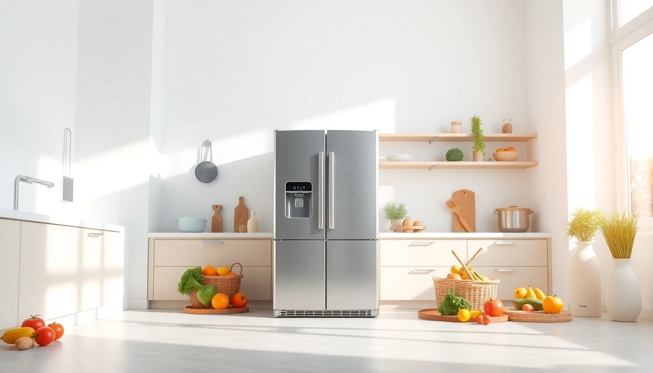 Explore an affordable mini fridge and freezer amidst a stylish, modern kitchen setting.