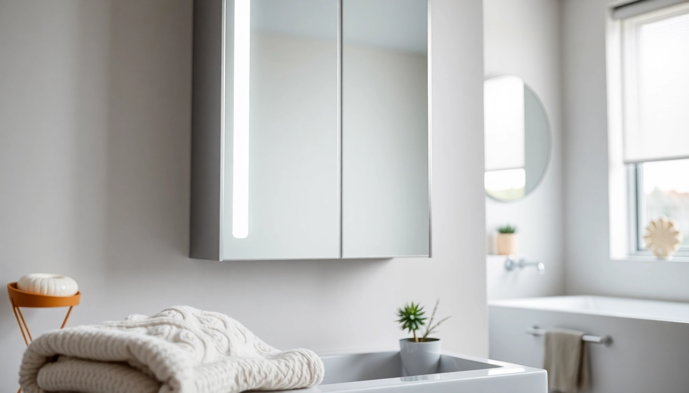 Erleben Sie den modernen sonni Spiegelschrank mit eleganter LED-Beleuchtung im Badezimmer.