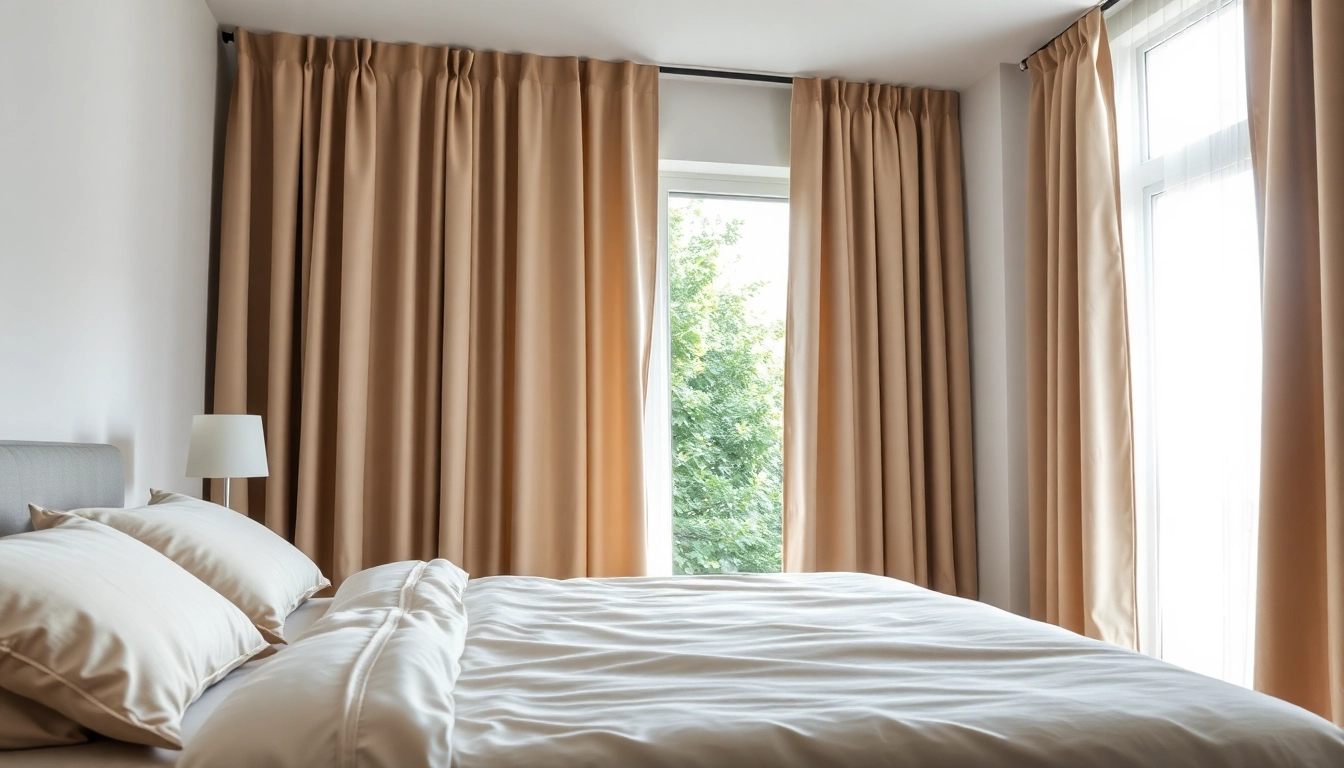 Verduisterende gordijnen creëren een sfeervolle slaapkamer met privacy en comfort.