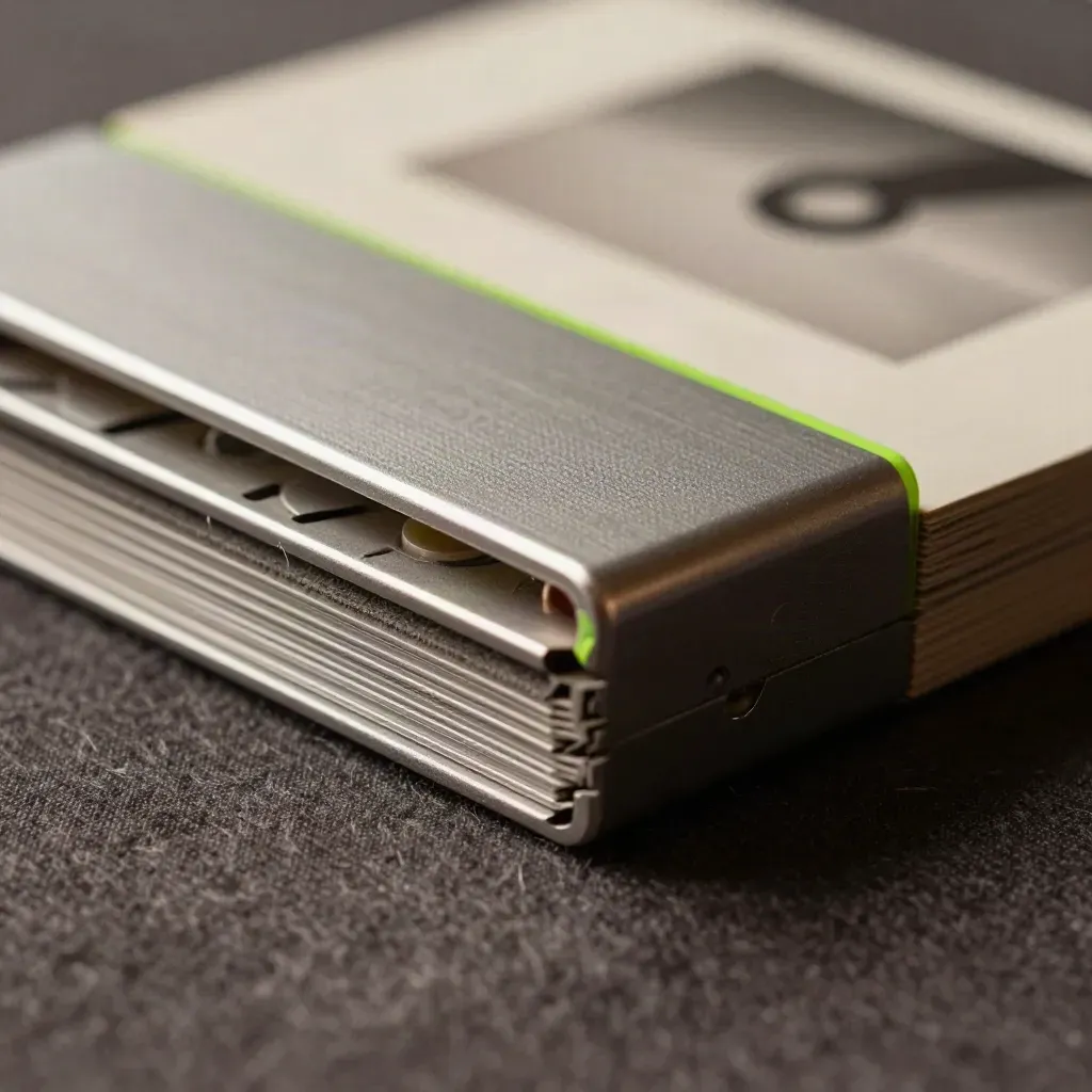 Macro of a sealed backup cartridge half-sunken in charcoal wool, edged with a neon green glint.
