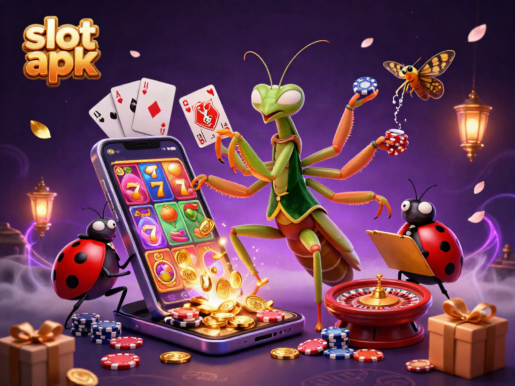 Engage with the thrilling slot apk atmosphere featuring a vibrant casino scene overflowing with excitement.
