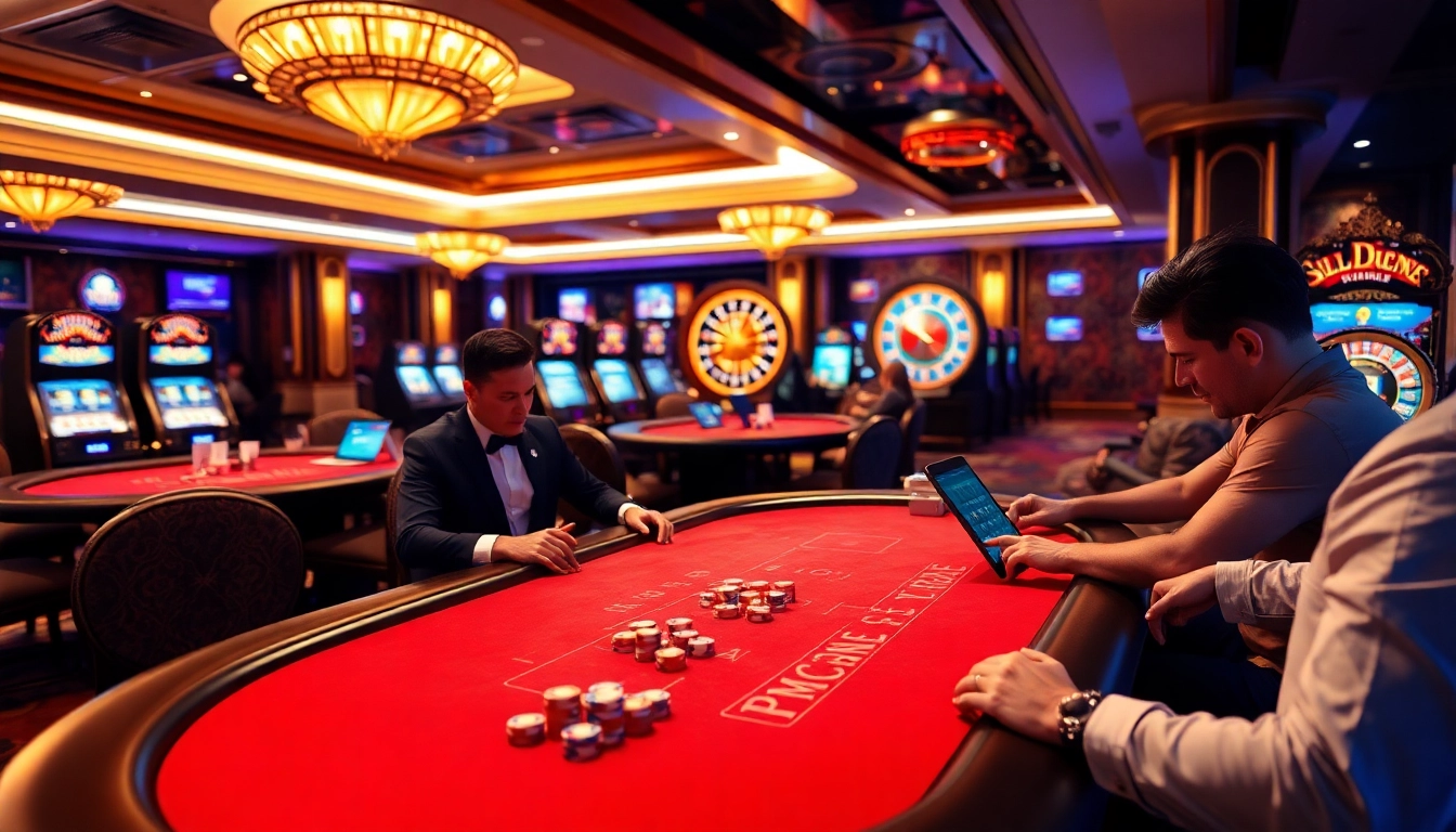 Exciting poker gameplay at MM 88 casino, showcasing high-stakes tables and luxurious ambiance.