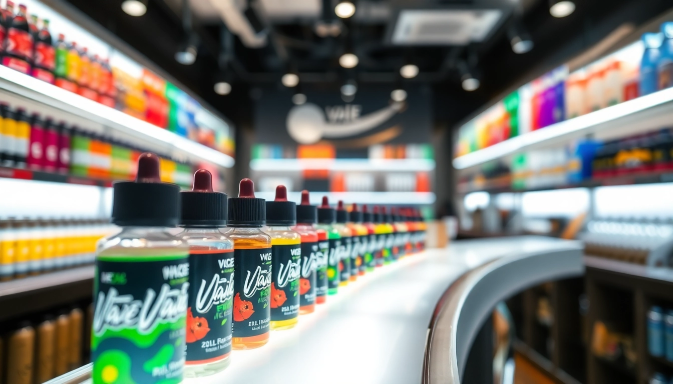 Showcase of vibrant vape juice bottles highlighting diverse flavors and enticing packaging.