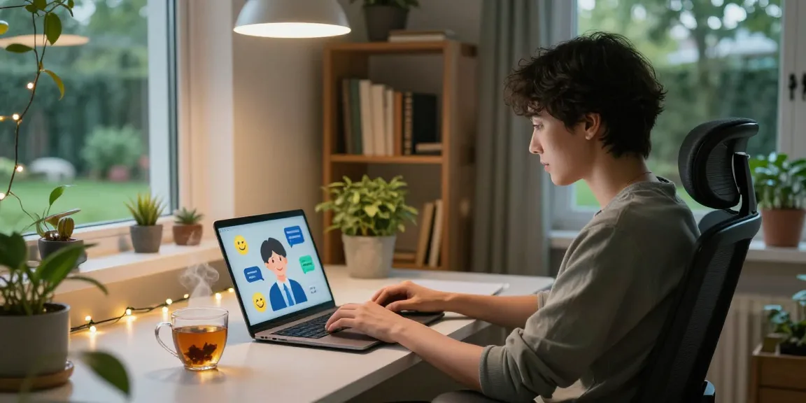 Enjoying a chat with Crush on AI in a cozy home office setting.