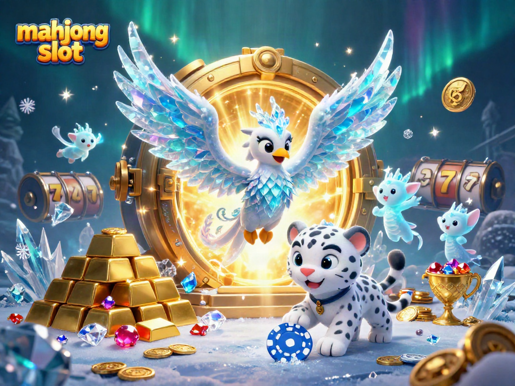 Spin the mahjong slot for a chance to win with vibrant ice-themed characters and treasure elements.
