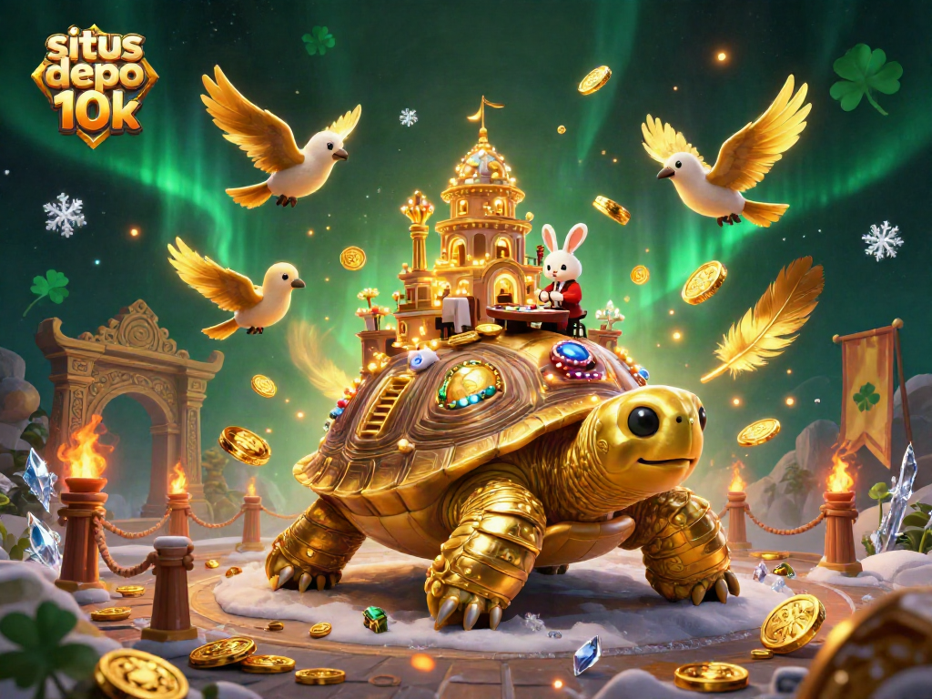 Experience the thrill of situs depo 10k with a golden tortoise casino and vibrant scene.