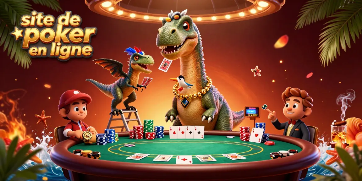 Jouez sur un site de poker en ligne avec des personnages 3D amusants au casino.