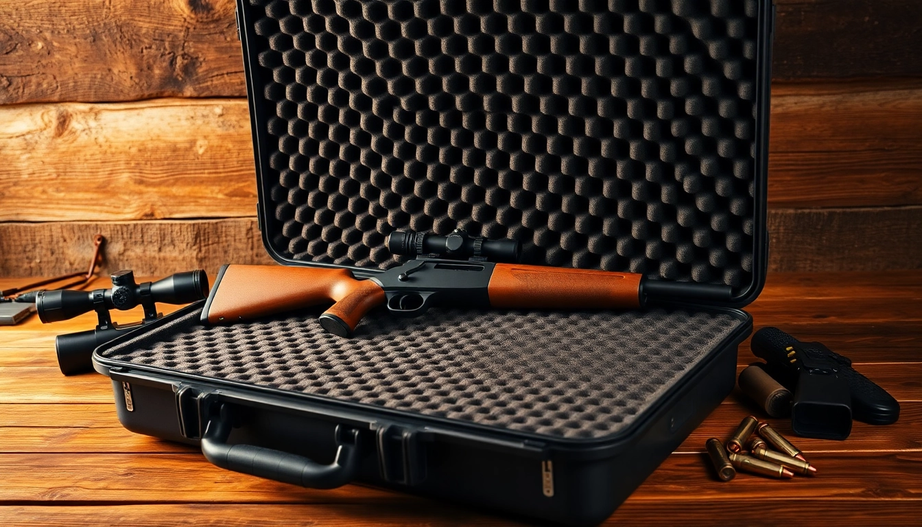 Showcase of foam for rifle case with high-density foam, highlighting structure and secure fit for rifles.