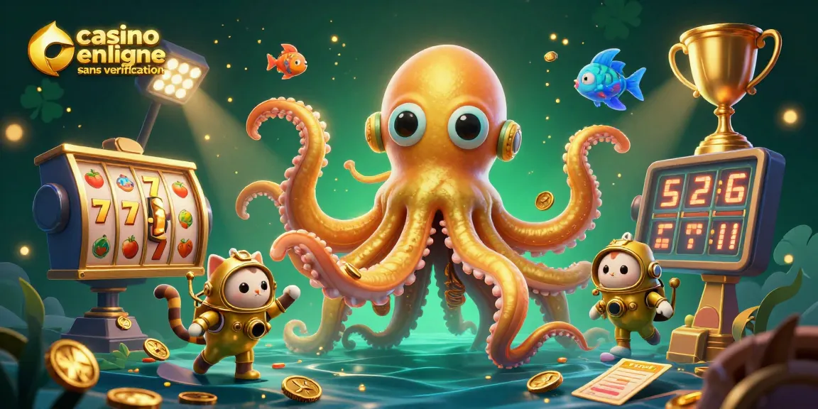 Jouer au casino en ligne sans vérification avec un kraken et des éléments de jeu animés.