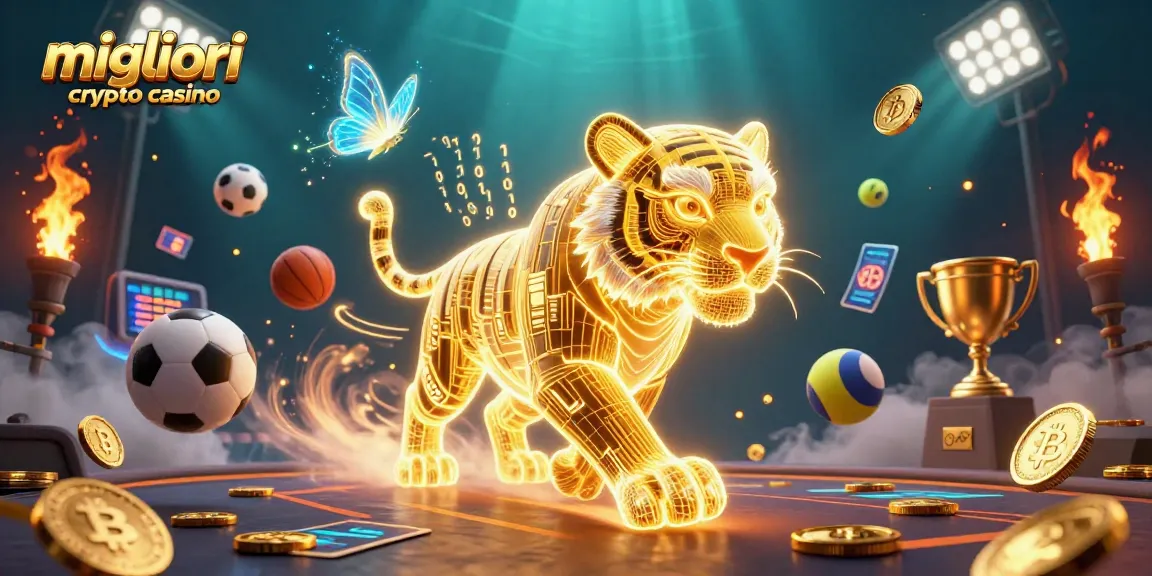 Scopri i migliori crypto casino con una tigre energetica e simboli di gioco dinamici.