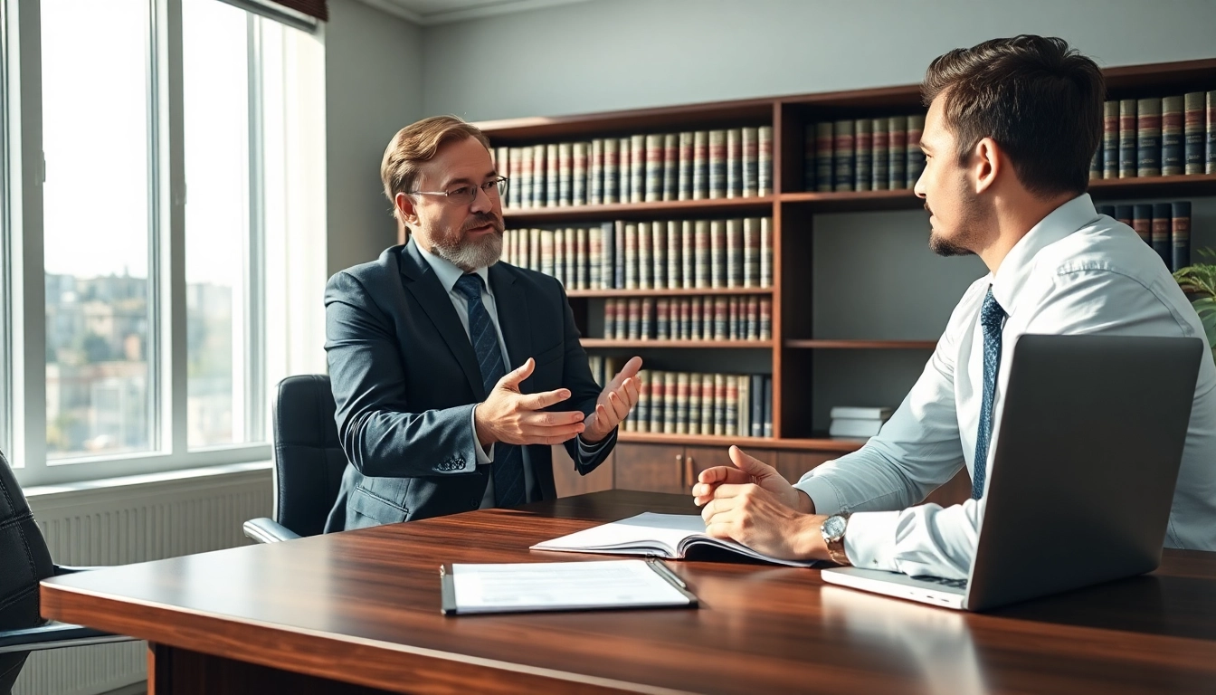Qualified truck accident attorney Clearwater advising a client in a bright office setting.
